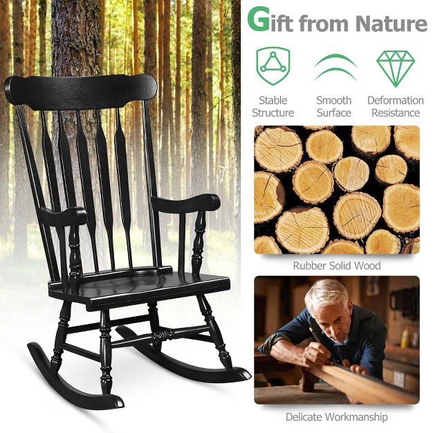 Tangkula Wooden Rocking Chair Single Rocker Indoor Garden Patio Yard Black