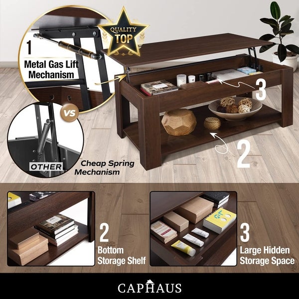 Lift Top Coffee Table w/Storage， Storage Coffee Table w/Lift Top for Living Room， Rising Tabletop Coffee Table