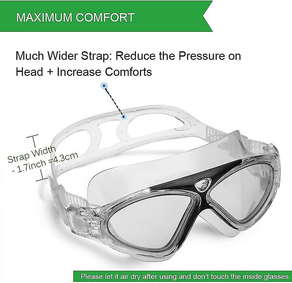 Swimming Goggles，adult Swim Goggles Anti Fog No Leakage Clear Vision Anti Slip Easy To Adjust Comfortable Silicone