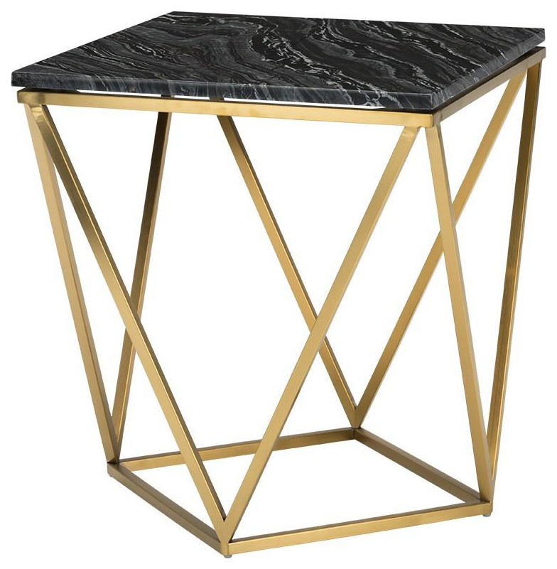 Jasmine Side Table Black Wood Vein Marble  Polished Stainless   Contemporary   Side Tables And End Tables   by Old Bones Co.  Studios  Houzz