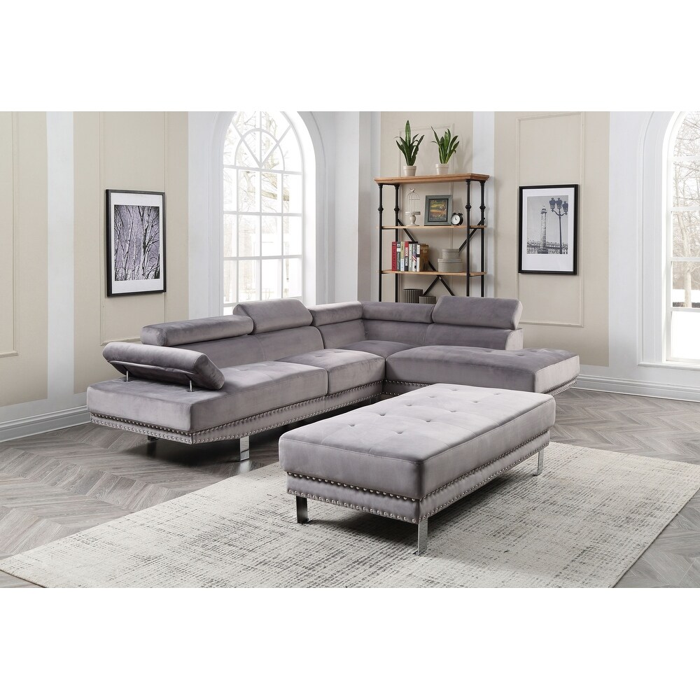 Derek Velvet Sectional Sofa