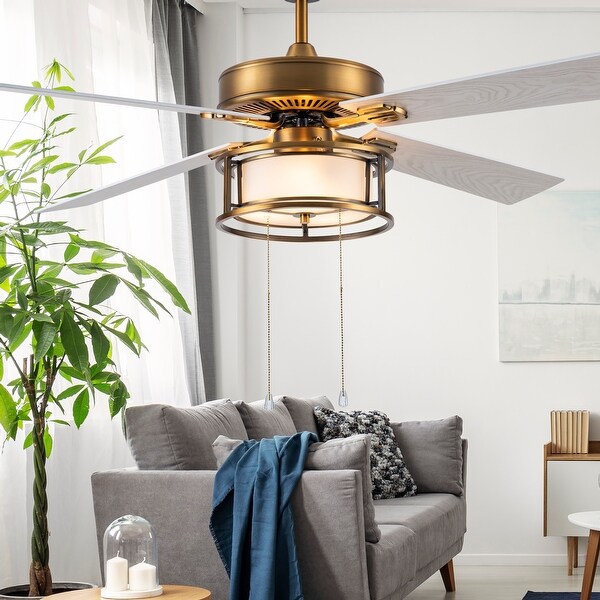 Lena River of Goods Brass and Glass 52-Inch Ceiling Fan with Light - 52