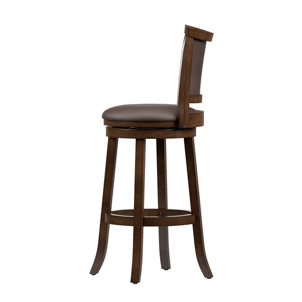 Woodgrove Bonded Leather Brown Wood Barstool (Set of 2)