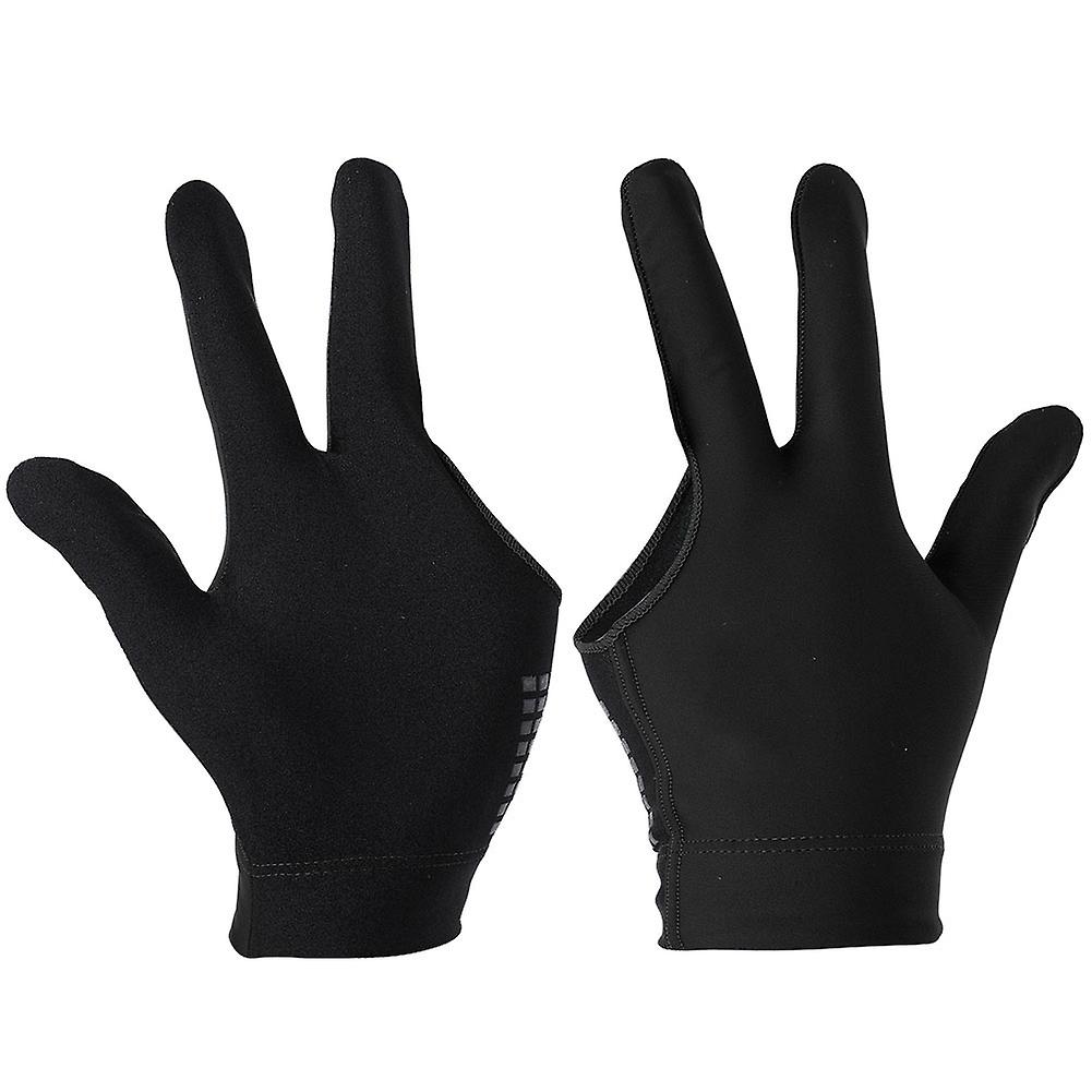 Unisex Snooker Billiard Cue Glove Pool Left Hand Open Three Finger Gloves(black)