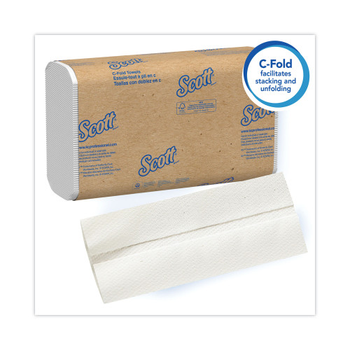 Scott Essential C-Fold Towels for Business， Absorbency Pockets， 10.13 x 13.15， White， 200/Pack， 12 Packs/Carton (01510)