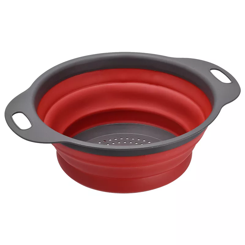 Collapsible Colander Silicone Round Foldable Strainer， Diameter Sizes 9.4inch