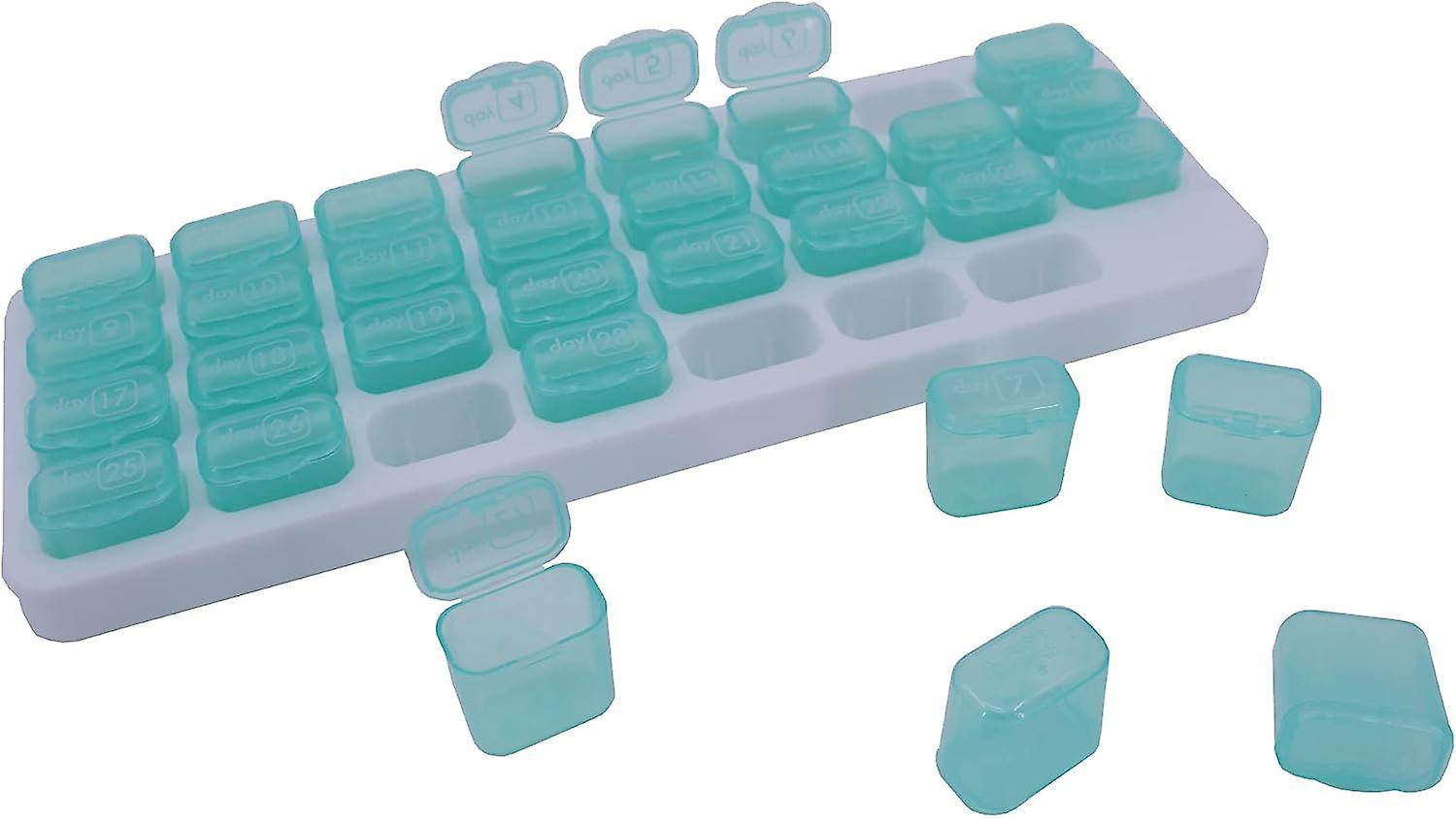 Monthly 31 Compartments Pill Organizer Day Pill Organizer For Medicine Vitamin Holder Container (green)