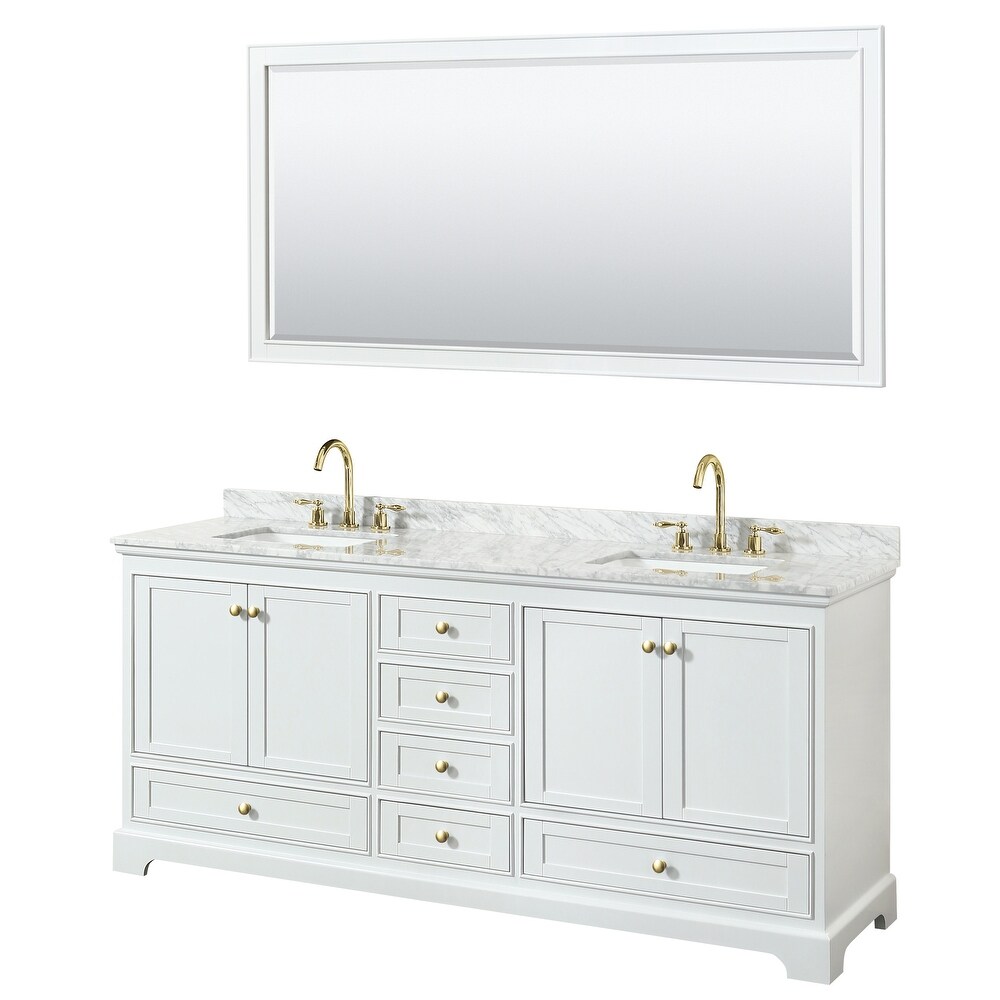 Deborah 80 inch Double Vanity  Square Sinks  70 inch Mirror