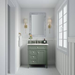 James Martin Vanities Brittany 30.0 in. W x 23.5 in. D x 33.8 in. H Bathroom Vanity in Smokey Celadon with Eternal Jasmine Pearl Quartz Top 650-V30-SC-3EJP