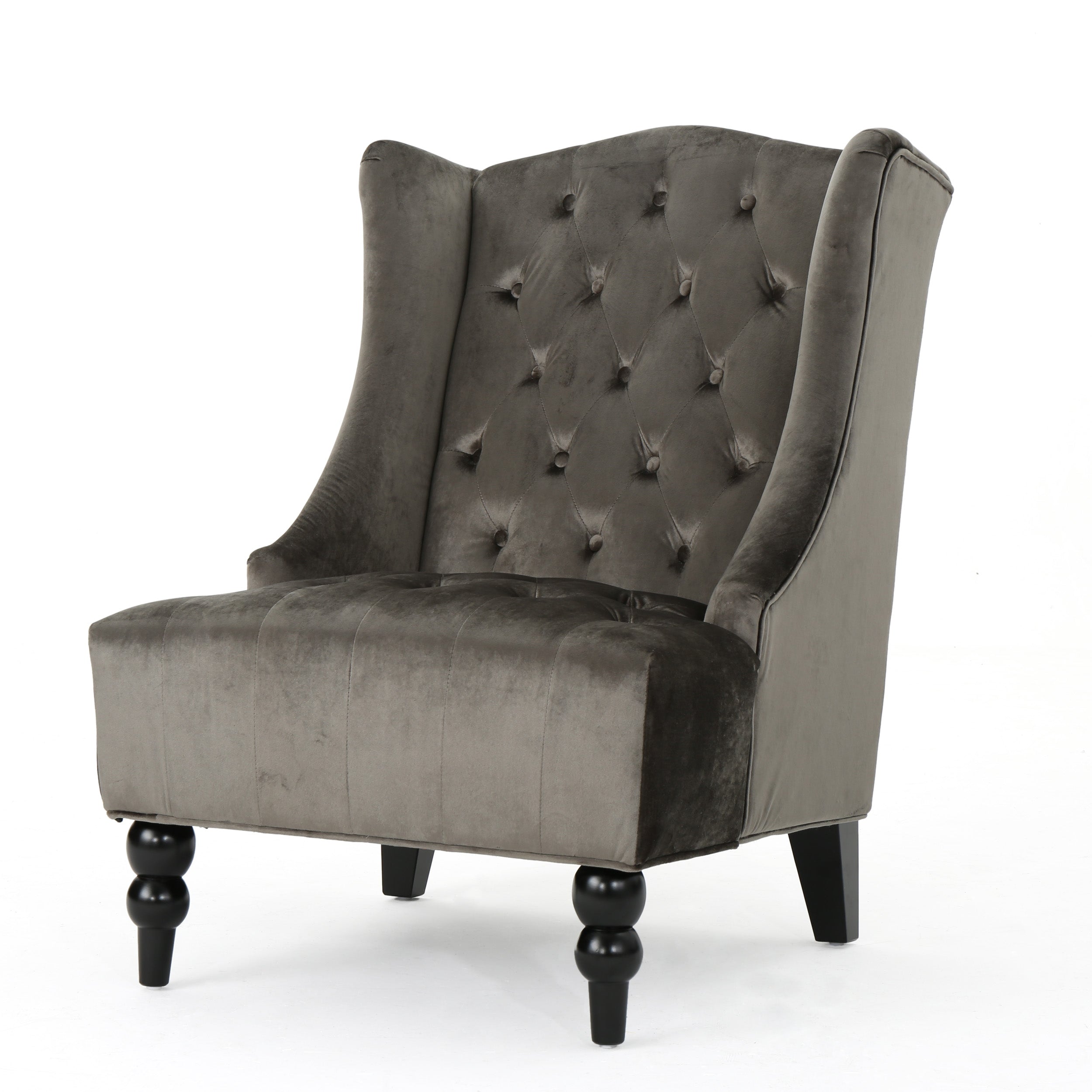 Talisa Winged High-Back Tufted New Velvet Club Chair