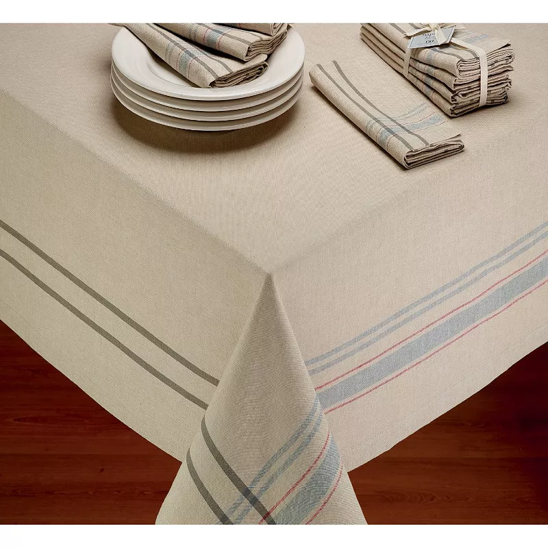 104 Beige White Natural French Striped Dining Tablecloth