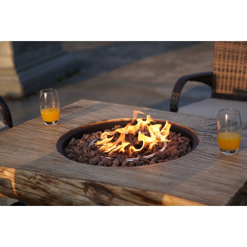 Patio Wood Coating Propane Fire Pit Table with Four Chairs