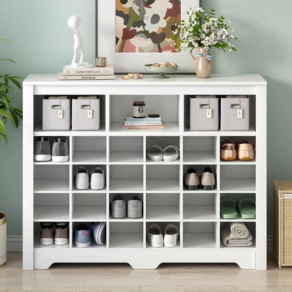 Contemporary 24 Cubby Shoe Console: Stylish  High Quality Storage Solution