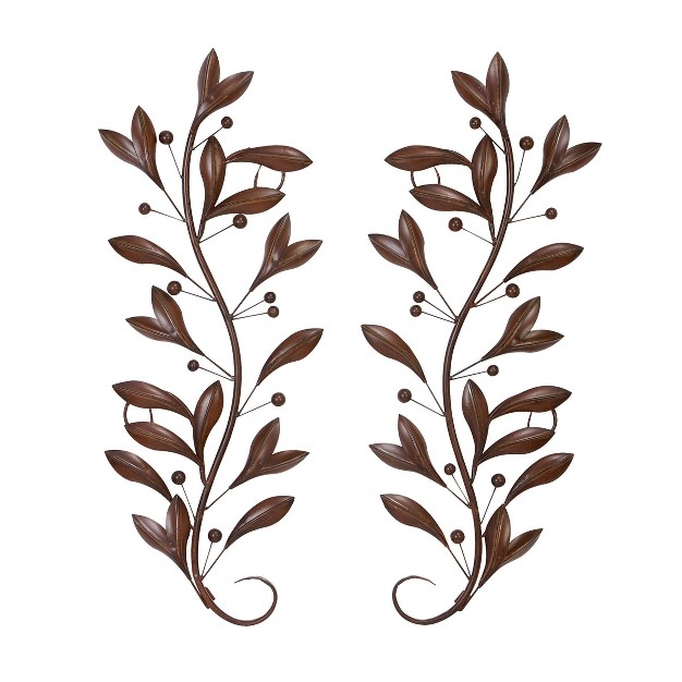 Metal Leaf Wall Decor Set Of 2 Brown Olivia amp May