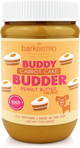 Bark Bistro Company Carrot Cake Buddy Budder Dog Treat， 17-oz jar