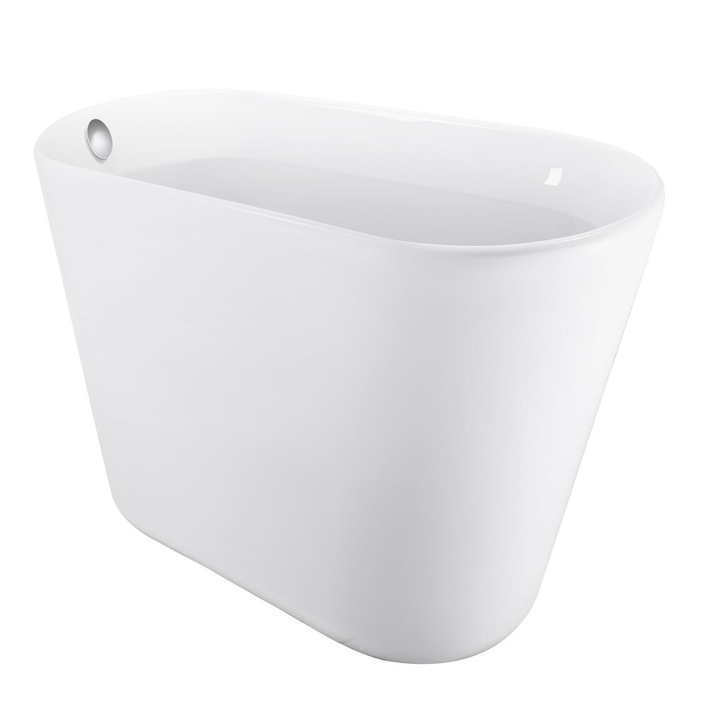 69 Inch Acrylic Freestanding Soaking Bathtub in White with Overflow and Drain