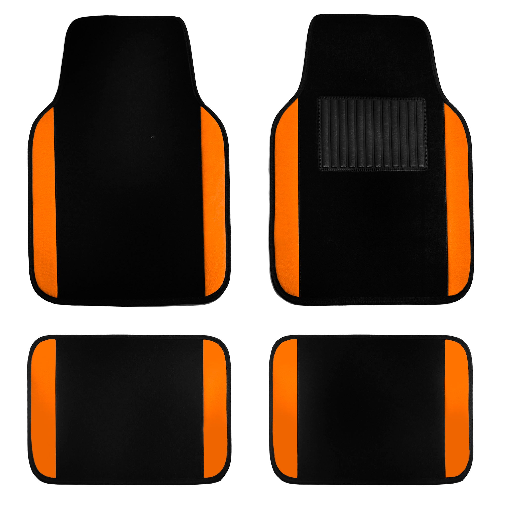 FH Group Premium Carpet Floor Mats Color Trimmed 3 Row Floor Mats for SUV Van， 3 Row Full Set， Orange Black