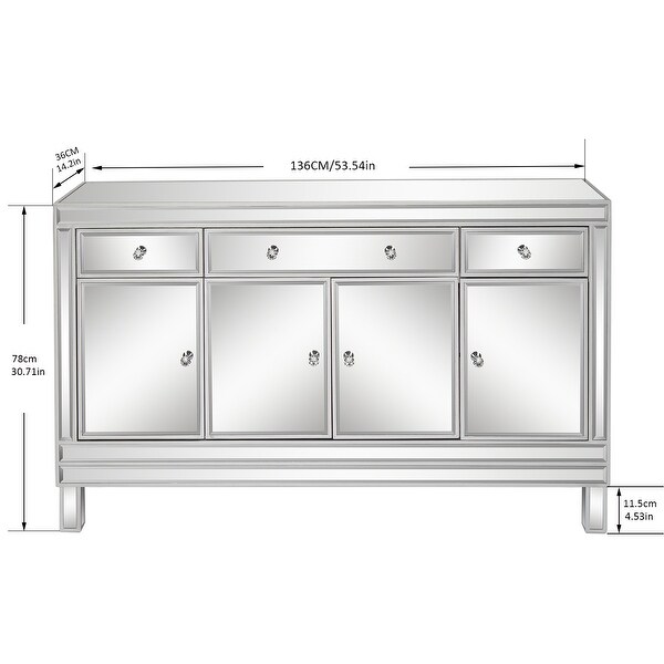 Mirrored Finish Glass 3-Drawers Accent Cabinet