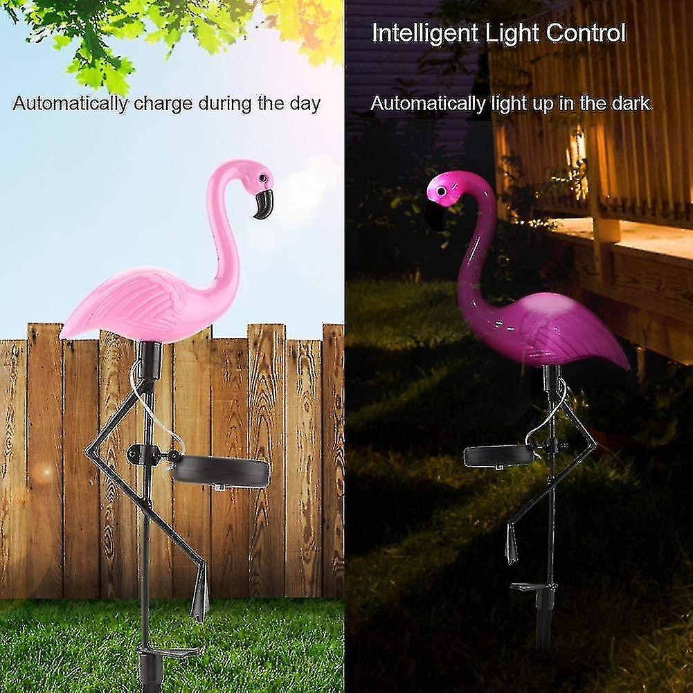 2 Pack Pink Flamingo Solar Outdoor Led Lawn Lights Decorative Pile Lights Pink Flamingo Garden Pile