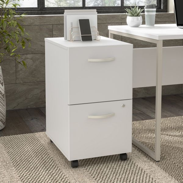 Bush Business Furniture Hybrid 2 Drawer Mobile File Cabinet in White - Assembled