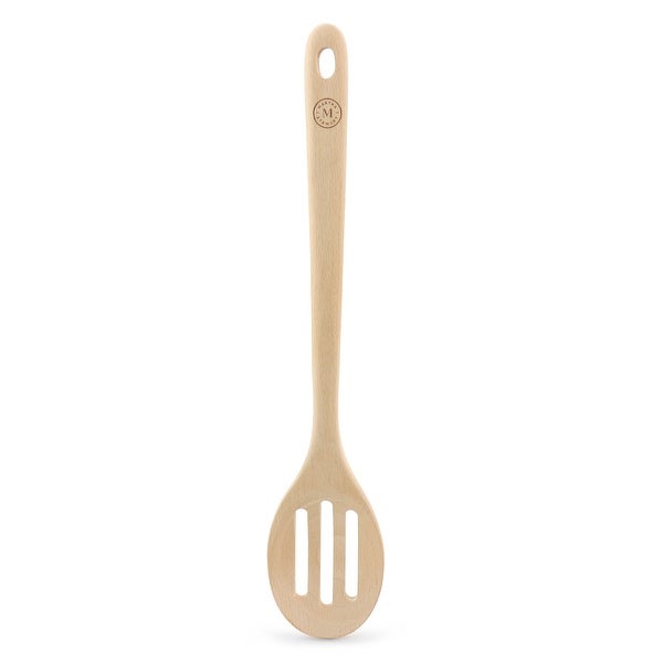 14 Inch Beech Wood Slotted Spoon - One Piece