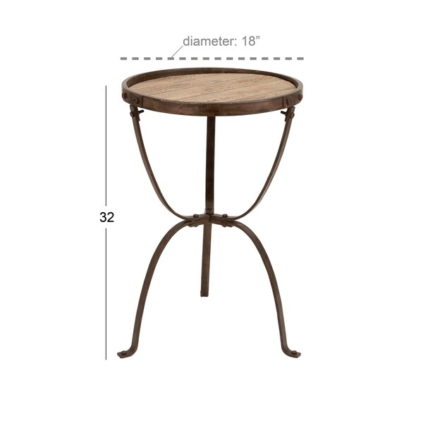 Brown Iron Industrial Accent Table 27 x 18 x 18