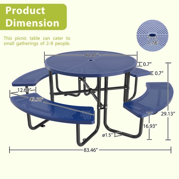 46-inch Coated Outdoor Top Round Portable Picnic Table - Overstock - 37500506