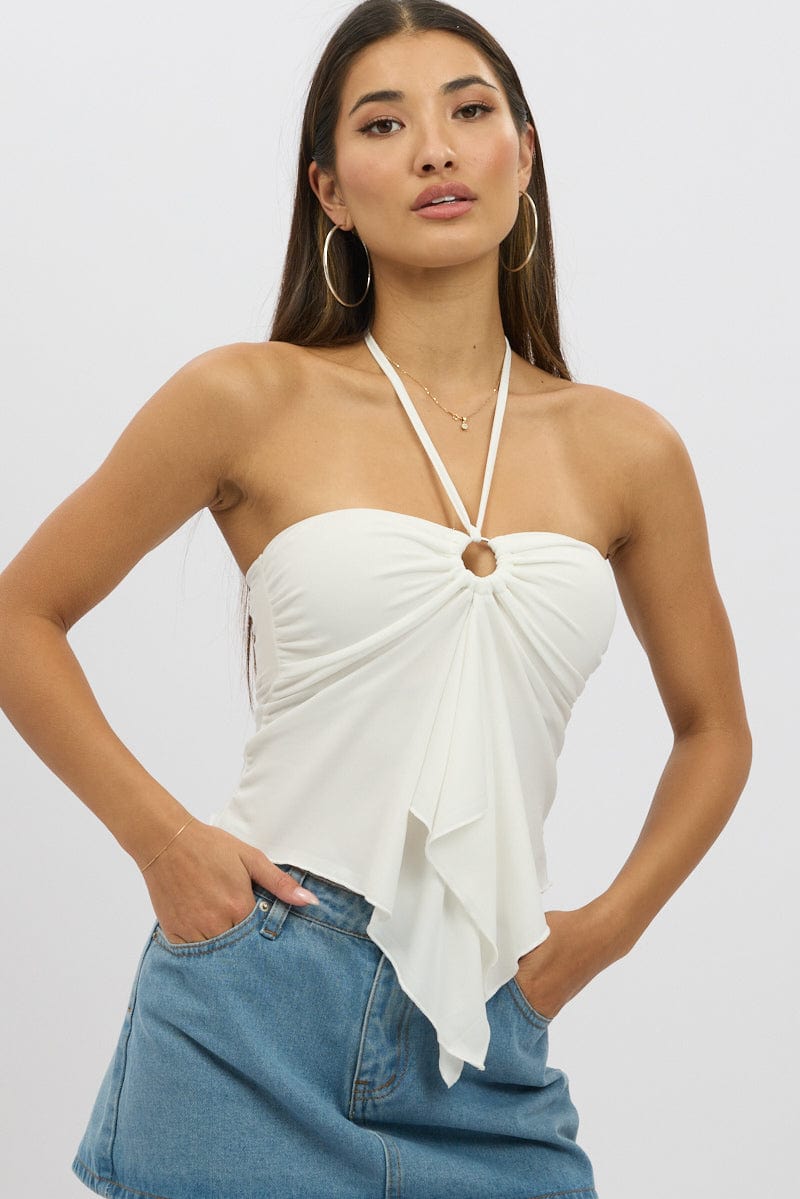 White Halter Top Sleeveless