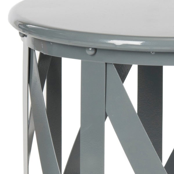 SAFAVIEH Bertram Grey Lattice Iron Stool - 14