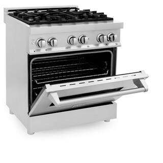 ZLINE Kitchen and Bath 30 in. 4.0 cu. ft. Dual Fuel Range with Gas Stove and Electric Oven in Stainless Steel (RA30) RA30