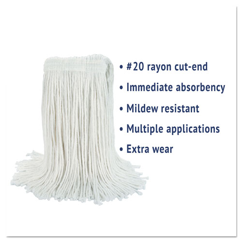 Boardwalk Cut-End Wet Mop Head | Rayon， No. 20， White， 12