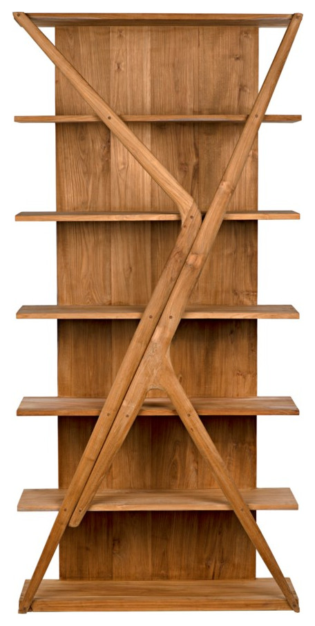 NOIR Furniture   Vetra Bookcase  Teak   GBCS228T   Transitional   Bookcases   by Lighting Reimagined  Houzz