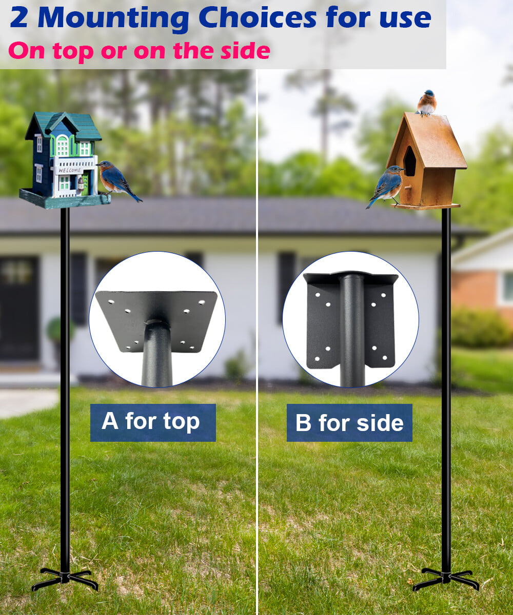 Garbuildman 105 inch Wild Bird Feeder Pole Kit， Heavy Duty Bird House Pole Set with 5-Forked Base， Adjustable Universal Mounting Post Kit for Outdoors， Matte Black， 1 Pack