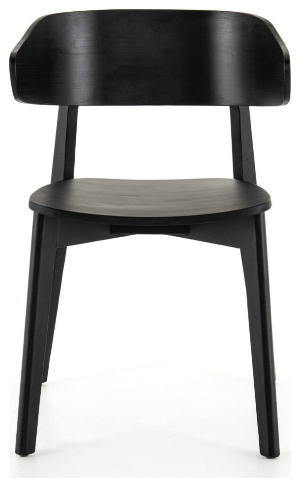 Franco Black Veneer Dining Chair Set Of 2   Midcentury   Dining Chairs   by Zin Home  Houzz