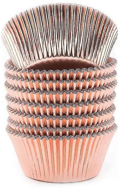 Paper Baking Cups Muffin Cups Foil Metal Cake Lining Baking Cups Birthday 100pcs Rose Gold