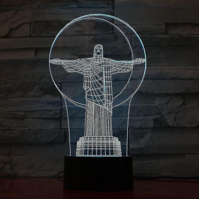 3d Christ The Savior Night Light Touch Table Desk Optical Illusion Lamps 7 Color Changing Lights Hom