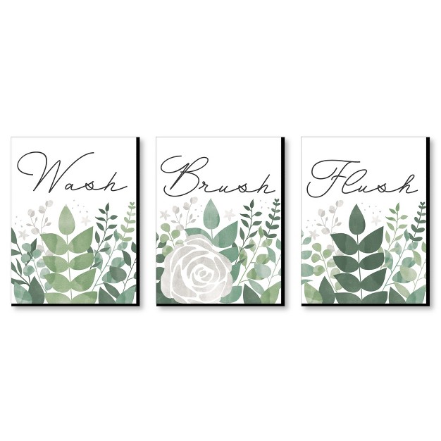 Big Dot Of Happiness Boho Botanical Greenery Kids Bathroom Rules Wall Art 7 5 X 10 Inches Set Of 3 Signs Wash Brush Flush