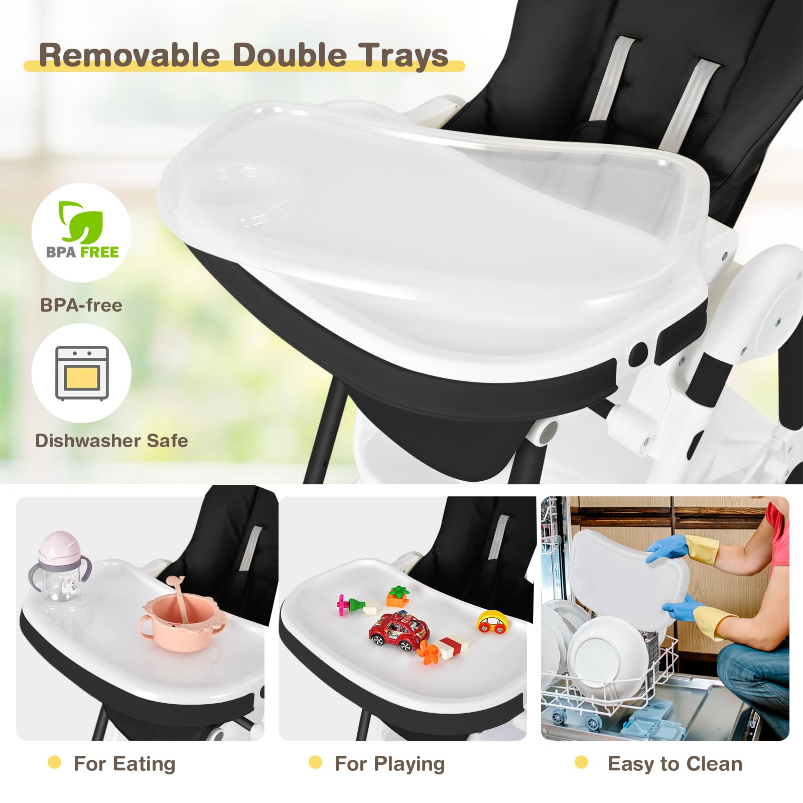 BABY JOY High Chair for Babies & Toddlers, Quick Folding Baby Highchair