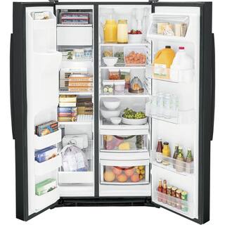 GE 25.3 cu. ft. Side by Side Refrigerator in Black Standard Depth ENERGY STAR GSE25GGPBB