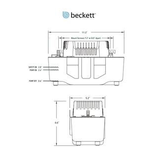 BECKETT BK171TUL 115 Volt Automatic Medium Condensate Removal Pump with Safety Switch and 20 ft. of 38 in. ID PVC Tubing BK171TUL