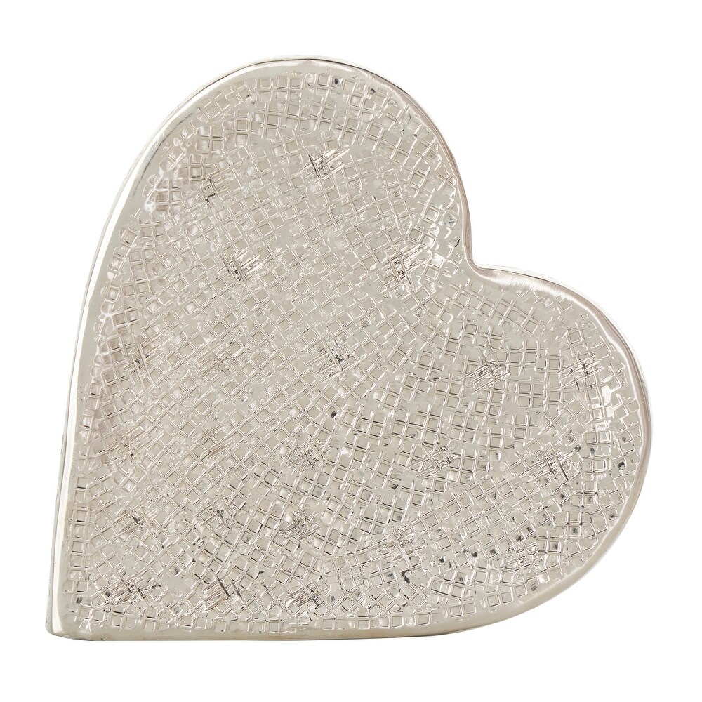 Gold or Silver Aluminum Slanted Heart Sculpture with Cube Textured Exterior