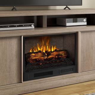 SCOTT LIVING MEYERSON 60 in. Freestanding Media Console Wooden Electric Fireplace in Natural Camel Ash Grain HDSLFP60L-2B