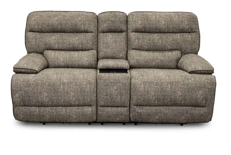 Rock Quarry Gray Power Reclining Loveseat with Console