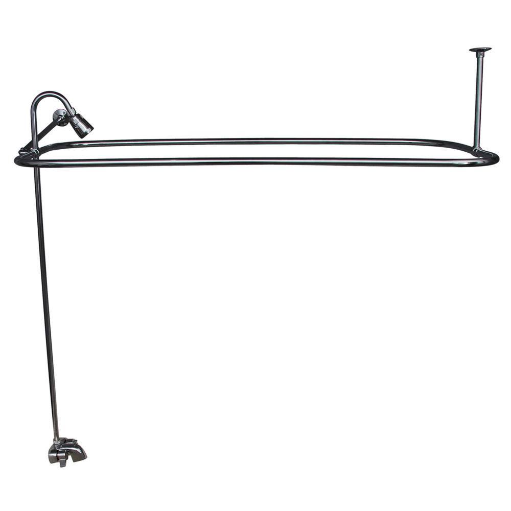 Barclay Products Metal Lever 2-Handle Claw Foot Tub Faucet with Riser Showerhead and 48 in. Rectangular Shower Unit in Chrome 4192-48-CP