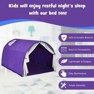 Costway Purple 2-Person Fabric Kids Bed Tent Play Tent with Carry Bag TY328040ZS