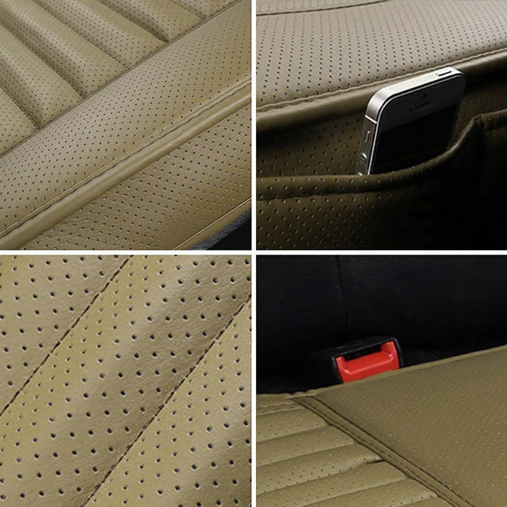 Black Car Seat Cushion Covers 1PC Breathable Car Interior Front Seat Cover Cushion Pad Mat for Auto Supplies Office Chair with PU Leather