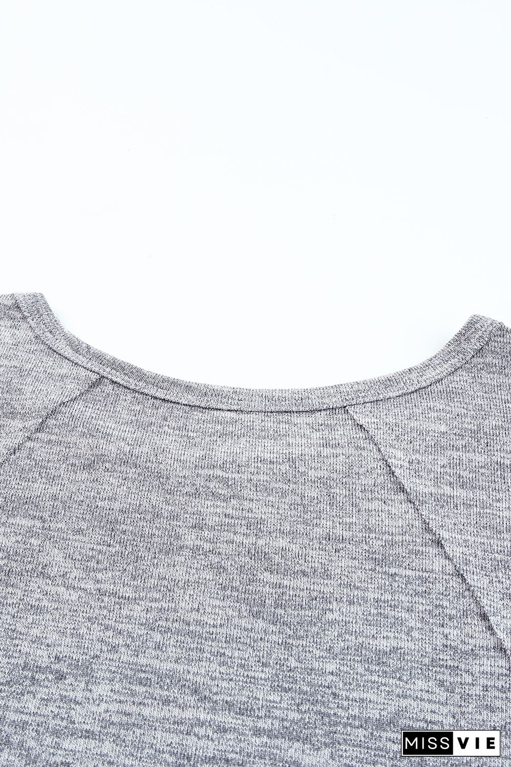 Gray Loose Slouchy Knitted Raglan Sleeves T-shirt