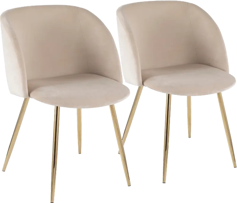 Fran Gold and Cream Velvet Glam Dining Chairs， Set of 2