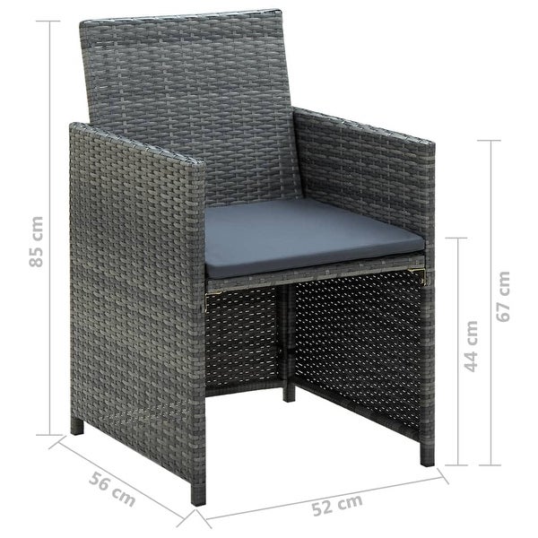 4 Piece Patio Lounge with Cushions Set Poly Rattan Gray - Overstock - 36363500