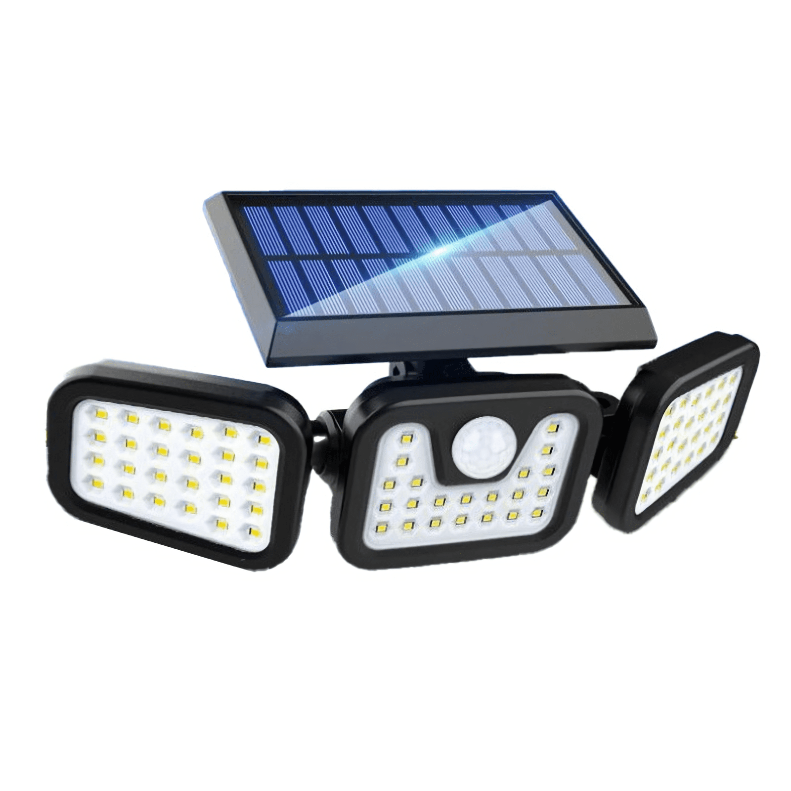 Yi Lighting， Outdoor Solar Security Light， Cordless LED Flood Light， 3 Adjustable Heads， Weatherproof 74 LEDs 800LM